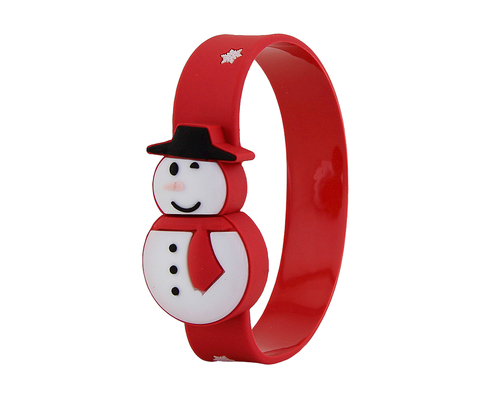 Флешка Силиконовая Браслет Снеговик "Bracelet Snowman" V196 красный 8 Гб