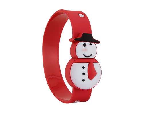 Флешка Силиконовая Браслет Снеговик "Bracelet Snowman" V196 красный 8 Гб