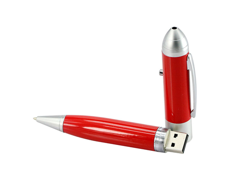 Флешка Металлическая Ручка Лазерная указка Конус "Laser Conus Pen" R236 красный 16 Гб