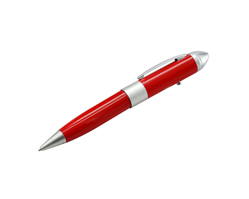 Флешка Металлическая Ручка Лазерная указка Конус "Laser Conus Pen" R236 красный 64 Гб