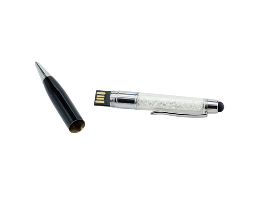 Флешка Металлическая Ручка Стилус Кристалл "Pen Stylus Crystal" R239 черный 16 Гб