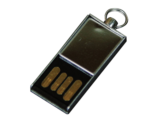 Флешка Металлическая Мини Брелок "Mini Keychain" R408 серебряный 256 Гб