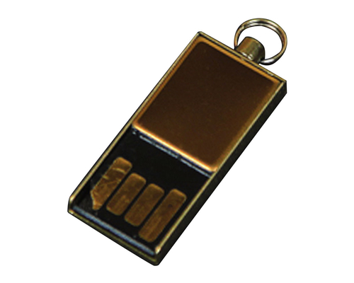 Флешка Металлическая Мини Брелок "Mini Keychain" R408 золотой 128 Гб