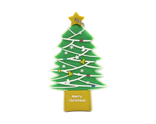 Флешка Резиновая Елка "Christmas Tree" Q441 зеленый 4 Гб