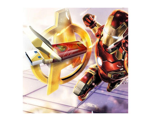 Флешка Металлическая Железный человек Марвел "Iron Man Marvel" R513 красный 16 Гб