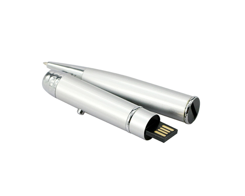 Флешка Металлическая Ручка Лазерная указка Диплус "Laser Diploos Pen" R237 серебряный 64 Гб