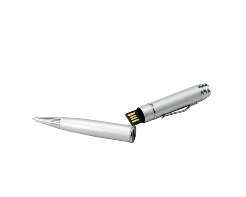 Флешка Металлическая Ручка Лазерная указка Диплус "Laser Diploos Pen" R237 серебряный 16 Гб