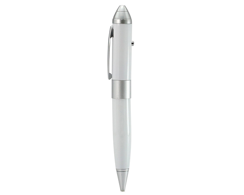 Флешка Металлическая Ручка Лазерная указка Конус "Laser Conus Pen" R236 белый 2 Гб