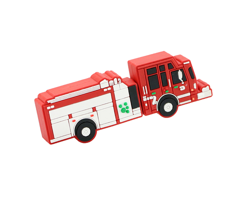 Флешка Резиновая Пожарная машина "Fire Engine" Q172 красный 1 Гб