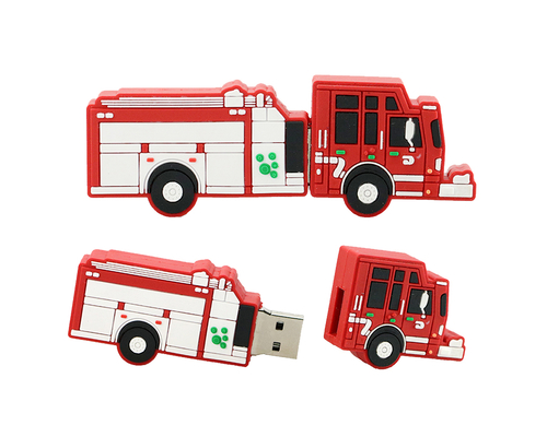Флешка Резиновая Пожарная машина "Fire Engine" Q172 красный 8 Гб