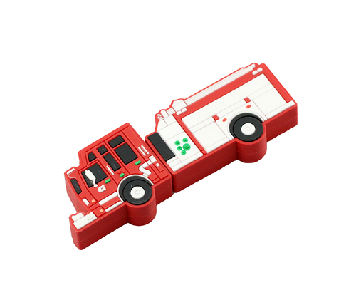 Флешка Резиновая Пожарная машина "Fire Engine" Q172 красный 512 Гб