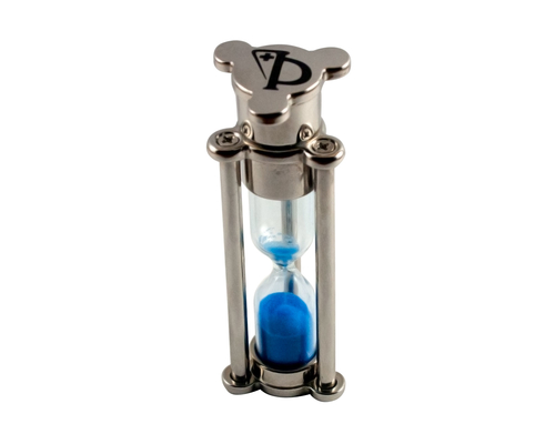 Флешка Стеклянные Песочные часы "Hourglass" W82 серебряный / синий, гравировка, чернение