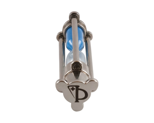 Флешка Стеклянные Песочные часы "Hourglass" W82 серебряный / синий, гравировка, чернение