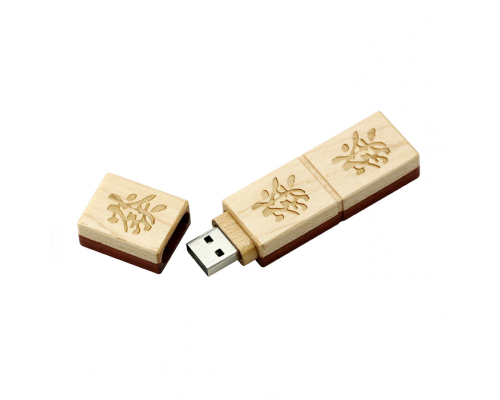 Флешка Деревянная Маджонг "Mahjong Wood" F43 белая 16 Гб