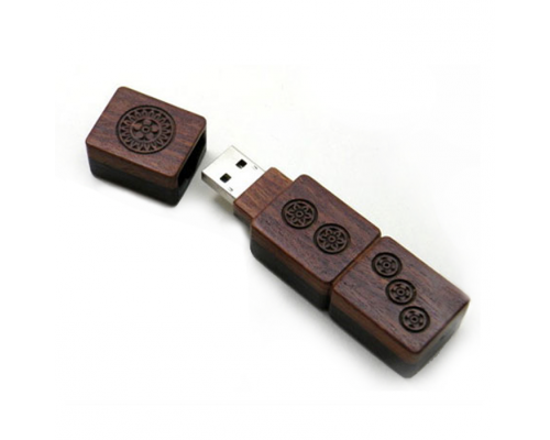 Флешка Деревянная Маджонг "Mahjong Wood" F43 коричневая 16 Гб