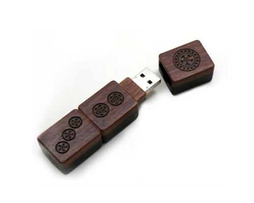Флешка Деревянная Маджонг "Mahjong Wood" F43 коричневая 256 Гб