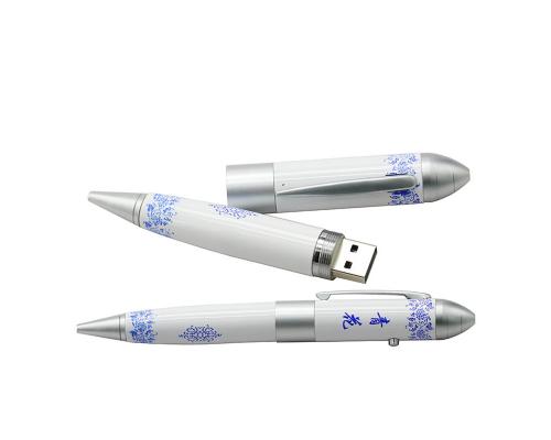 Флешка Фарфоровая "Pen Ceramic" Z30 бело-синяя 128 Гб