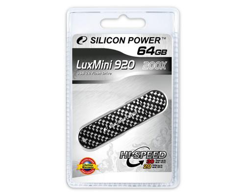 Флешка Карбоновая "LuxMini 920 Carbon" L88 черная 64 Гб