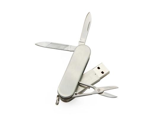 Флешка Металлическая Многофункциональный Нож "Multi-Functional Knife" R269 серебряный 4 Гб