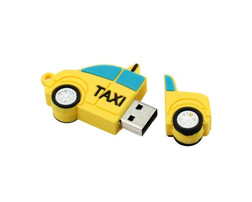 Флешка Резиновая Такси "Taxi" Q270 желтая 4 Гб