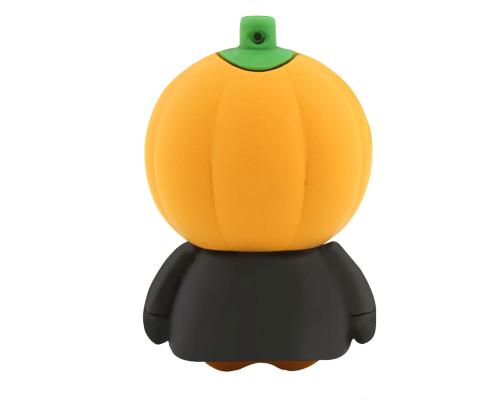 Флешка Резиновая Злая Тыква "Evil Pumpkin" S301 оранжевый-черный 4 Гб