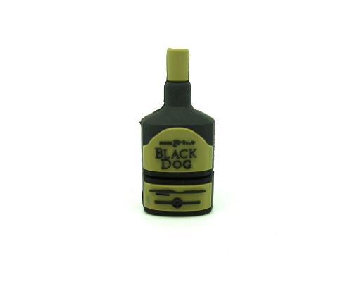 Флешка Резиновая Бутылка Виски Черный Дог "Black Dog" Q163 черная/зеленая 4 Гб