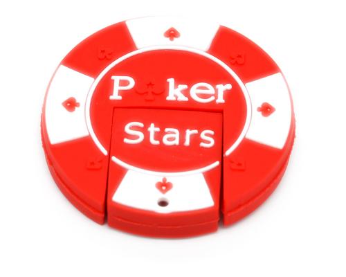 Флешка Резиновая Фишка "Poker Stars" Q53 красная 8 Гб