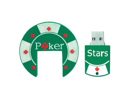 Флешка Резиновая Фишка "Poker Stars" Q53 зеленая 8 Гб