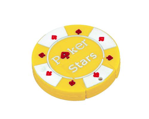 Флешка Резиновая Фишка "Poker Stars" Q53 желтый 8 Гб