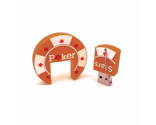 Флешка Резиновая Фишка "Poker Stars" Q53 оранжевая 8 Гб