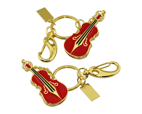 Флешка Металлическая Скрипка "Violin Key" R4 красный 2 Гб