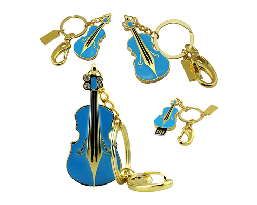 Флешка Металлическая Скрипка "Violin Key" R4 синый 256 Гб