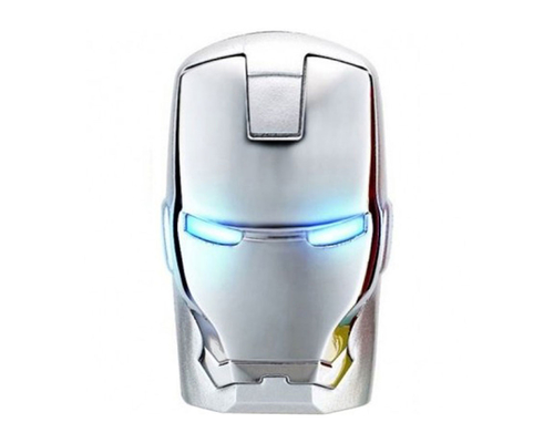 Флешка Металлическая Железный человек "Iron Man MARK VII" R7 серебряная 128 Гб