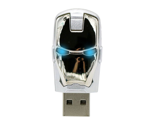 Флешка Металлическая Железный человек "Iron Man MARK VII" R7 серебряная 1 Гб