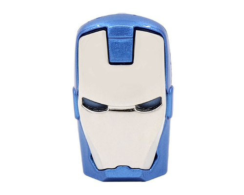 Флешка Металлическая Маска Железный человек "Iron Man Arctic Armor" R7 синяя 2 Гб