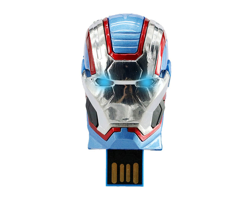 Флешка Металлическая Маска Железный патриот "Iron Patriot" R7 синяя/красная 256 Гб