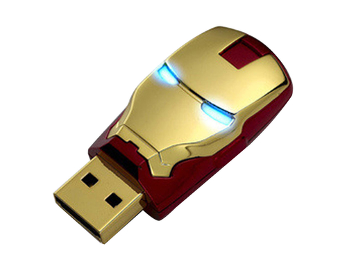 Флешка Металлическая Железный человек "Iron Man MARK III" R7 золотая/красная 8 Гб