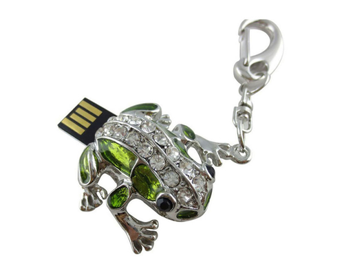 Флешка Металлическая Лягушка "Cute Frog" R76 зеленый 128 Гб