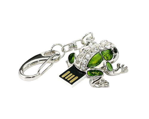 Флешка Металлическая Лягушка "Cute Frog" R76 зеленый 32 Гб