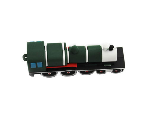 Флешка Резиновая Ретро Поезд "Retro Train" Q84 зеленый 512 Гб
