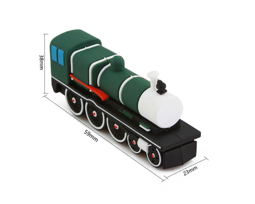 Флешка Резиновая Ретро Поезд "Retro Train" Q84 зеленый 4 Гб