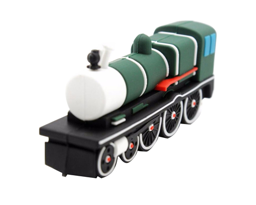 Флешка Резиновая Ретро Поезд "Retro Train" Q84 зеленый 8 Гб