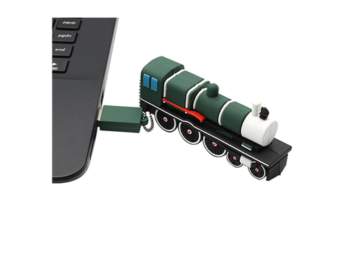 Флешка Резиновая Ретро Поезд "Retro Train" Q84 зеленый 16 Гб