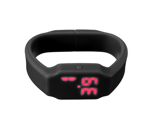 Флешка Силиконовая Наручные Часы "Wrist Watch" V122 черный 16 Гб