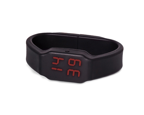 Флешка Силиконовая Наручные Часы "Wrist Watch" V122 черный 128 Гб