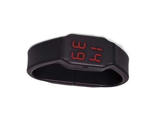 Флешка Силиконовая Наручные Часы "Wrist Watch" V122 черный 128 Гб