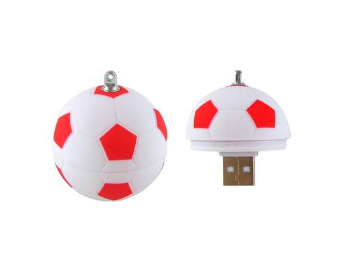 Флешка Пластиковая Футбольный Мяч "Soccer Ball" S140 белый / красный матовый 128 Гб