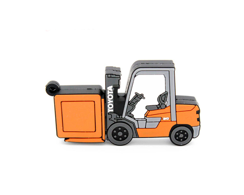 Флешка Резиновая Погрузчик "Forklift Truck" Q143 оранжевый 32 Гб