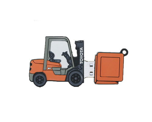 Флешка Резиновая Погрузчик "Forklift Truck" Q143 оранжевый 8 Гб
