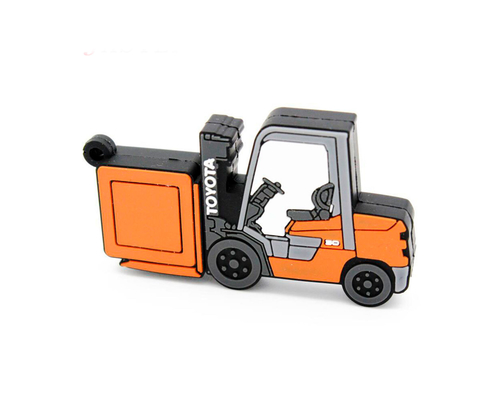 Флешка Резиновая Погрузчик "Forklift Truck" Q143 оранжевый 64 Гб